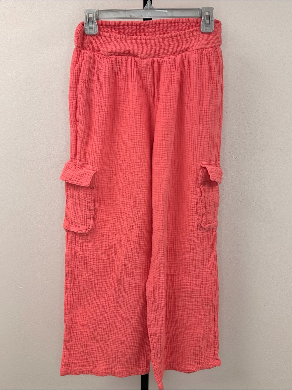 Aerie Gauzy High Waisted Cargo Pants Women’s Size Small Color Haute Coral - Picture 3 of 7